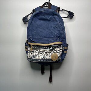 Leaper Women's Blue Denim With Design Front Zipper Laptop Backpack